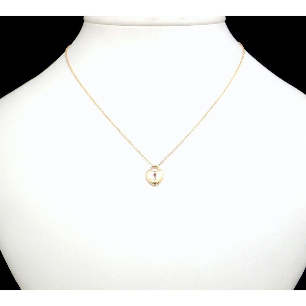 Tiffany Heart Lock Yellow Gold Pendant Necklace View 2